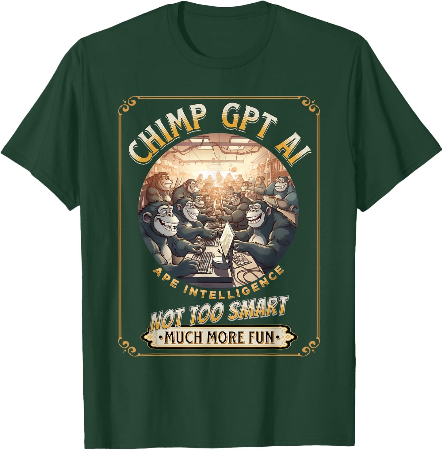 Chimp GPT AI Funny Chimpanzee Ape Intelligence pun T-Shirt - T-Shirt | Forest