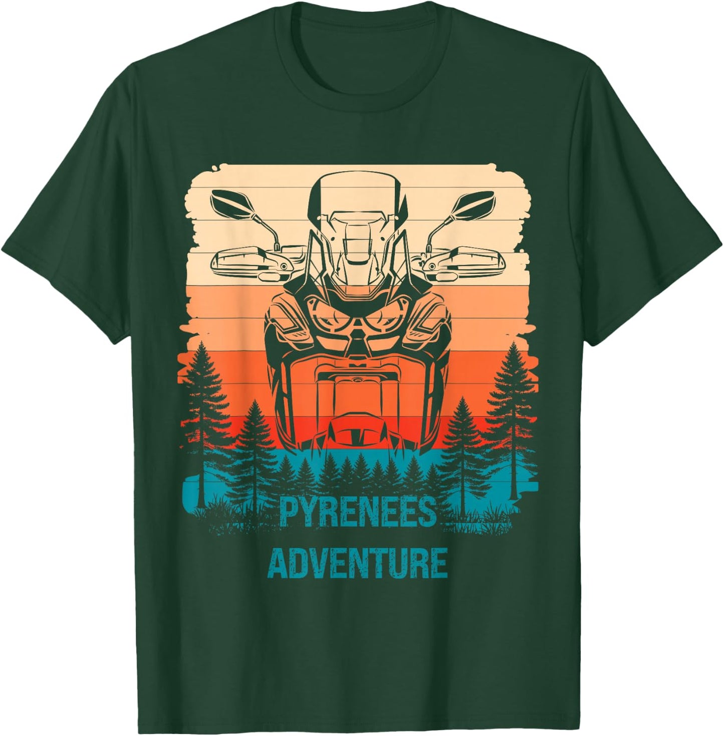Pyrenees Twin Adventure Rider CRF Edition Biker Travel Retro , Black, S T-Shirt - T-Shirt | Forest