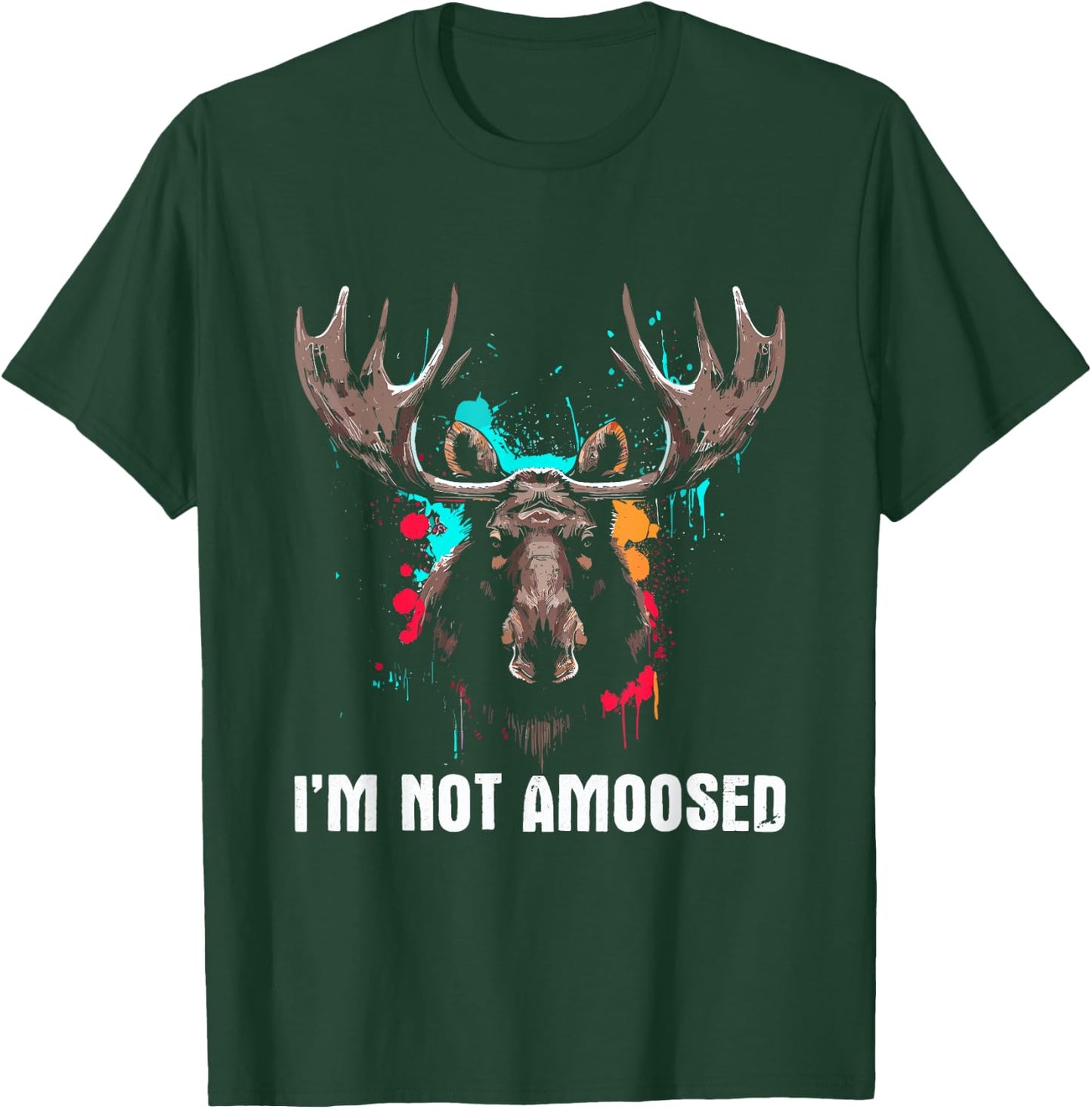 I'm Not Amoosed - Funny Vintage Not Amused Moose Pun Joke T-Shirt - T-Shirt | Forest