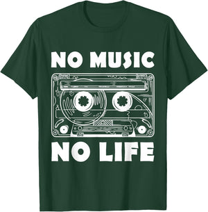 No Music No Life Cassette Tape 80s 90s Music Vintage Party T-Shirt - T-Shirt | Forest