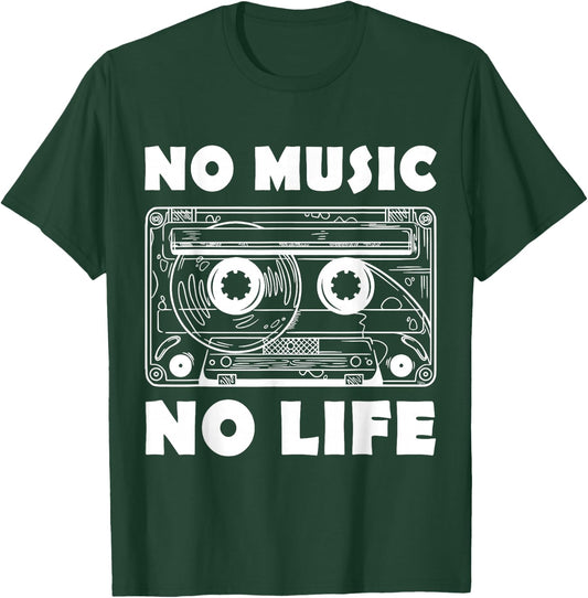No Music No Life Cassette Tape 80s 90s Music Vintage Party T-Shirt - T-Shirt | Forest
