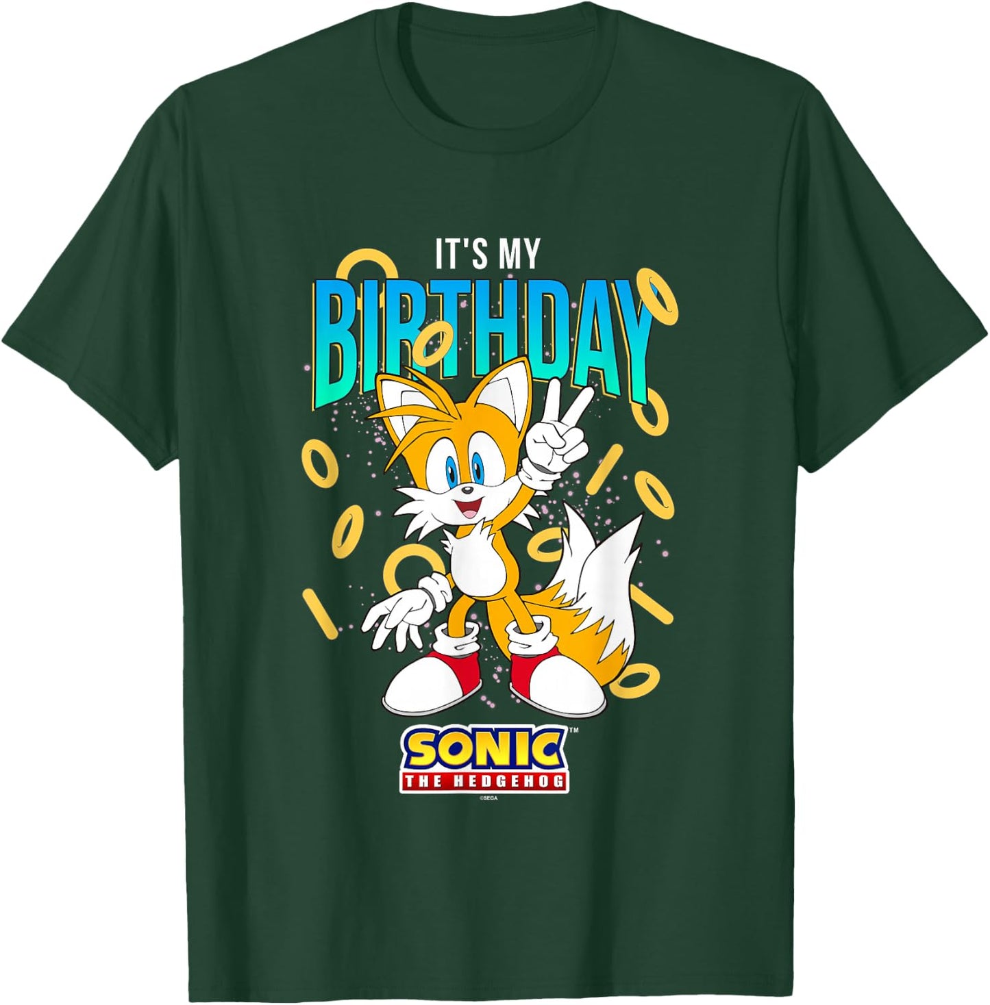 Sonic The Hedgehog Birthday It's My Birthday Tails Rings T-Shirt - T-Shirt | Forest