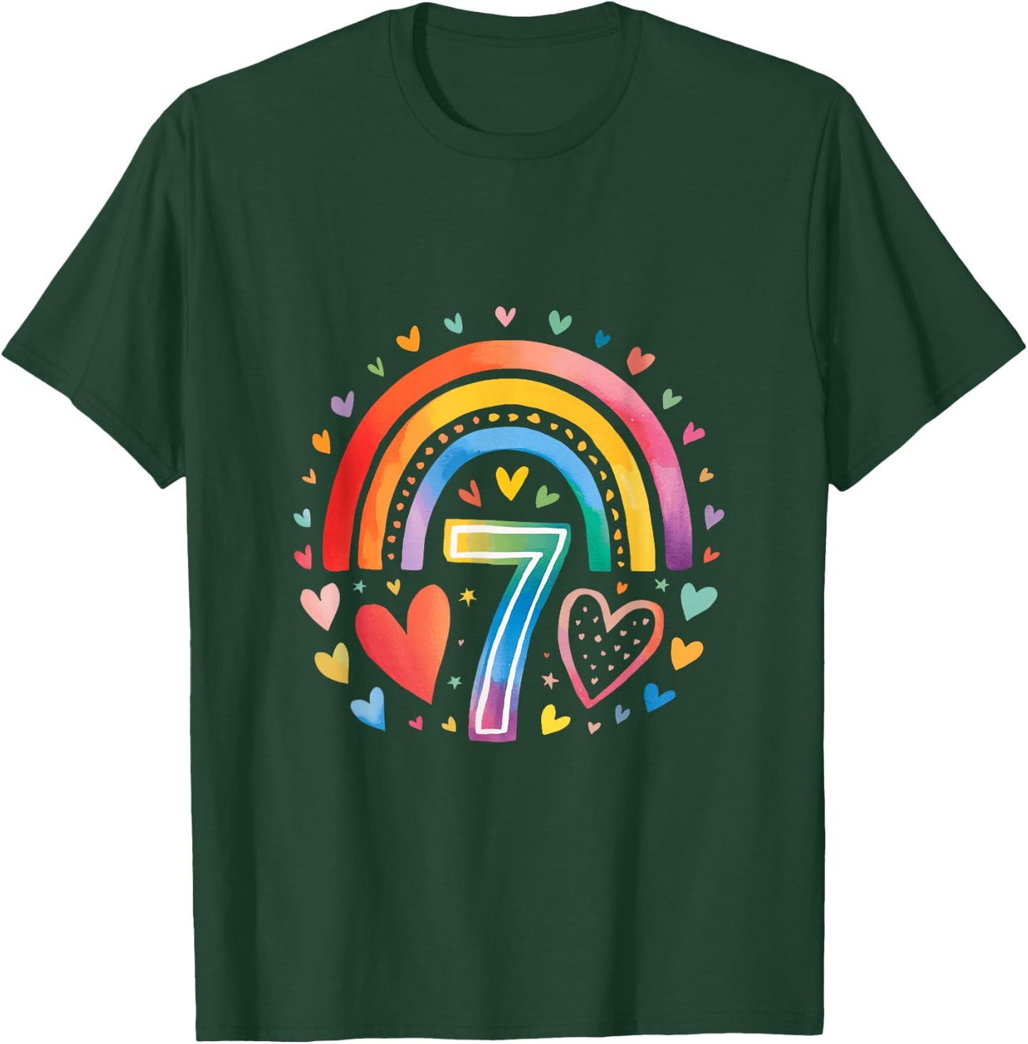 J'ai Déjà 7 Ans - Design Anniversaire Arc-en-ciel Pour Fille T-Shirt - T-Shirt | Forest