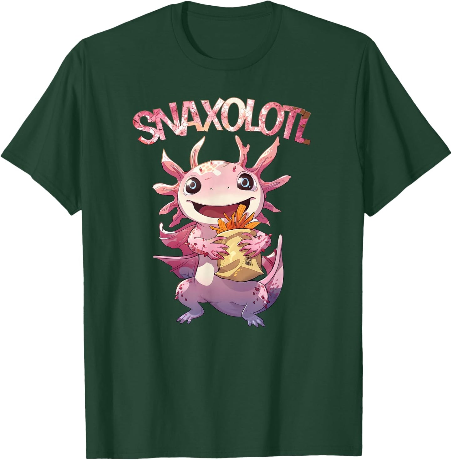 Cute Axolotl Salamander Lover Snaxolotl Axolotl Snacks T-Shirt - T-Shirt | Forest