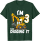 Kids I'm 3 And Digging It Giraffe Driving Excavator 3rd Birthday T-Shirt - T-Shirt | Forest