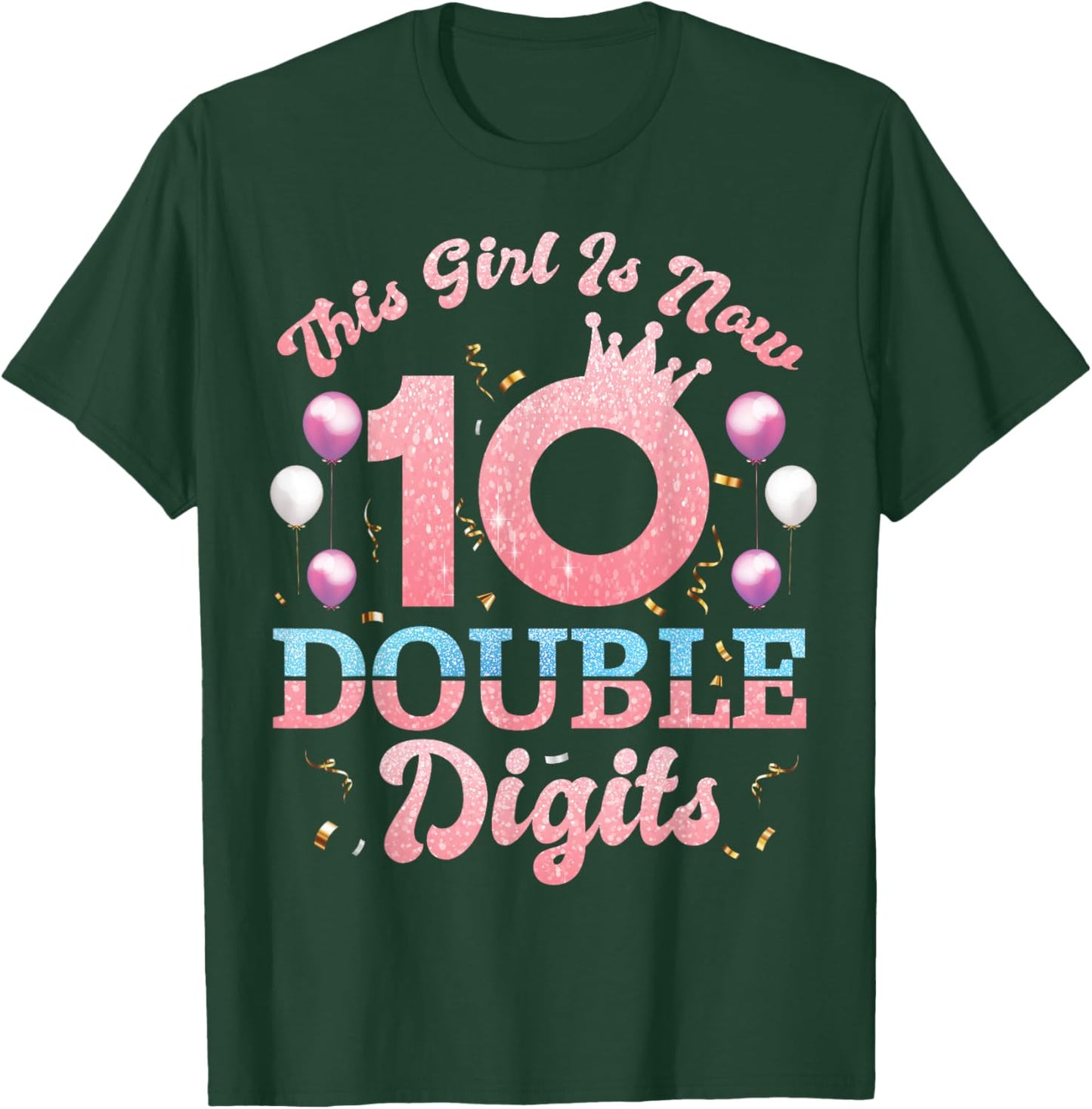 In My Double Digits Era Retro 10 Year Old 10th Birthday Girl T-Shirt - T-Shirt | Forest