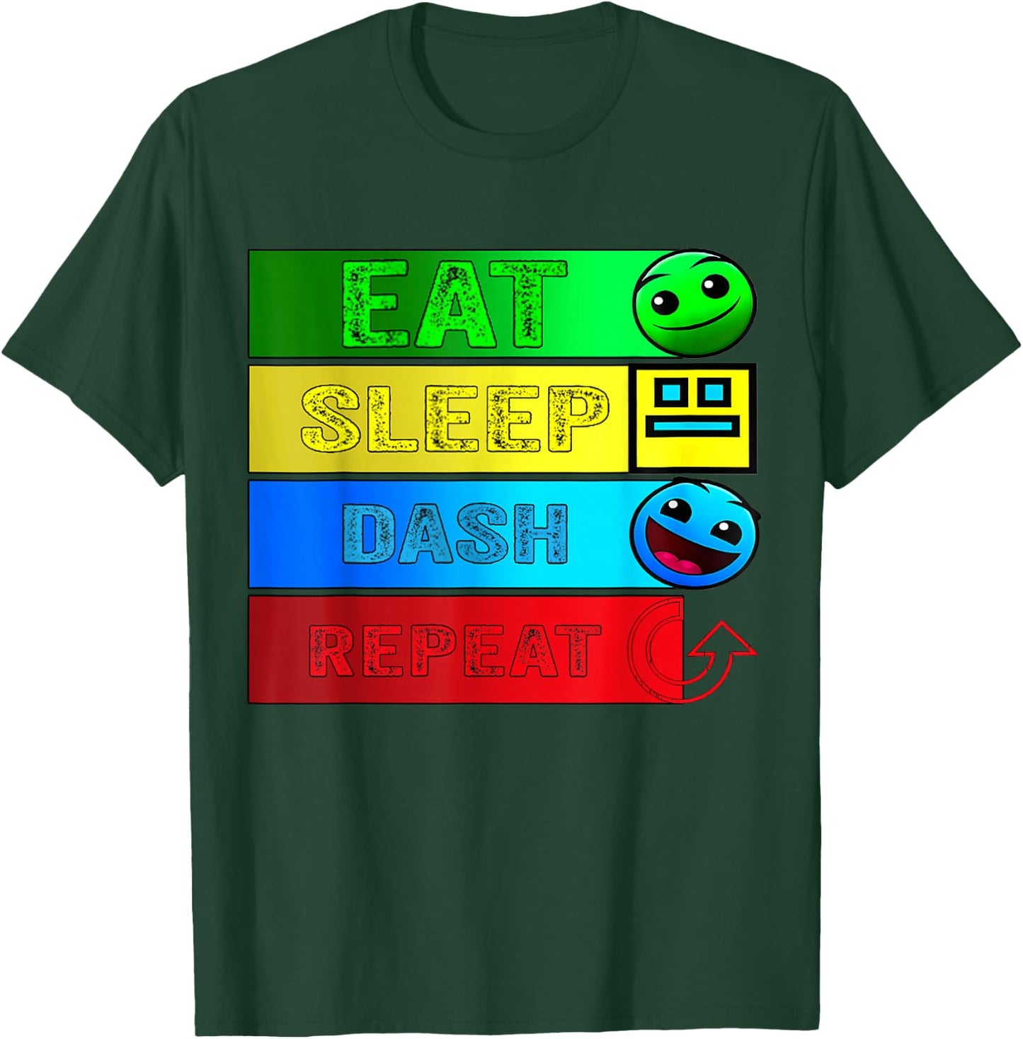 Eat Sleep Dash Repeat Video Game Geometry Video Gamer , black T-Shirt - T-Shirt | Forest