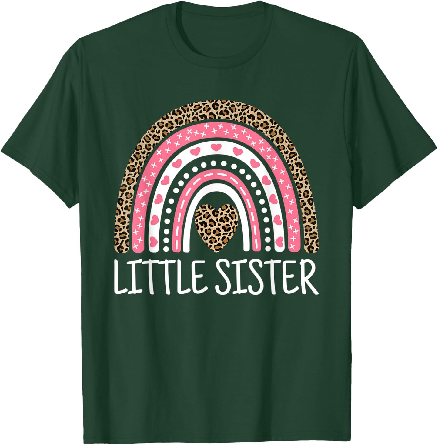 Sis Outfit Girl Kid Rainbow Leopard Print Cute Little Sister T-Shirt - T-Shirt | Forest