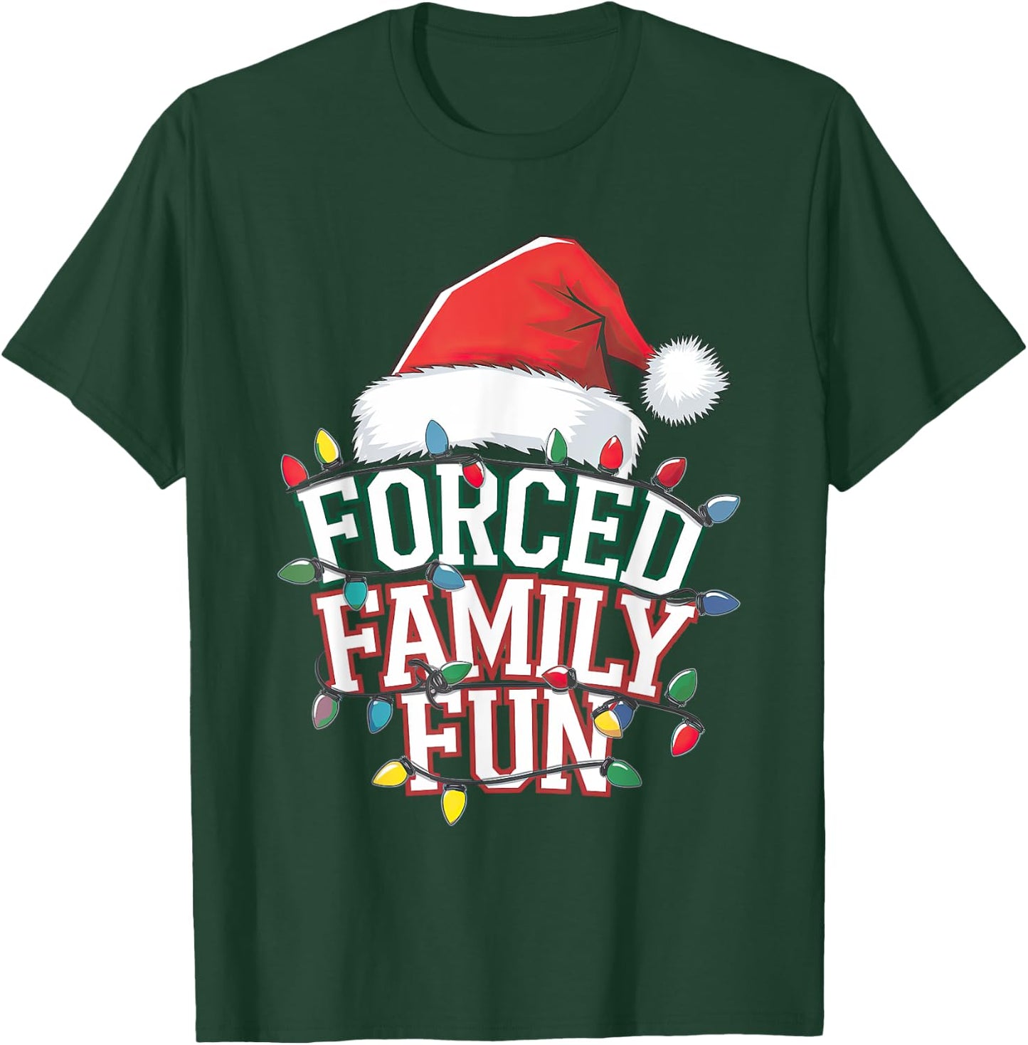 Forced Family Fun Christmas - Black Adults Small Short Sleeve T-Shirt - T-Shirt | Forest