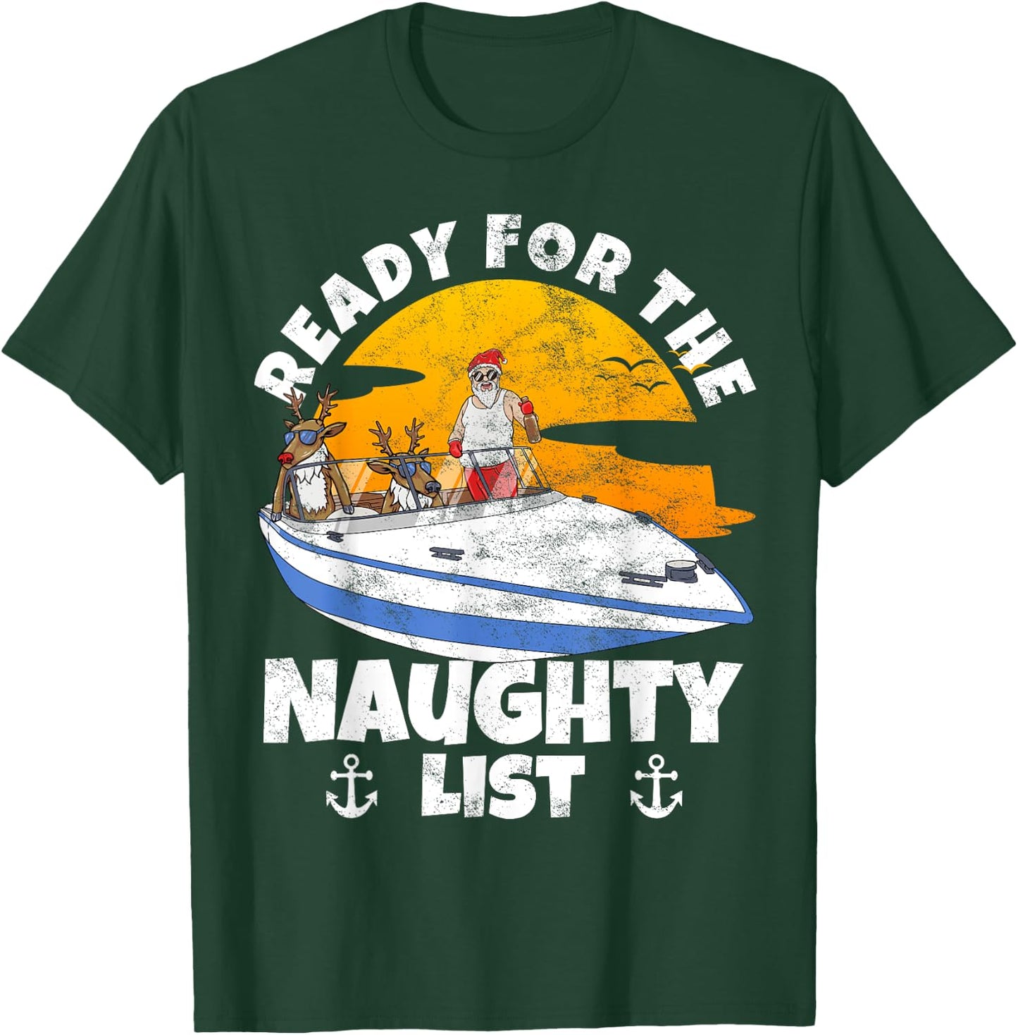 Ready For Naughty List on Christmas in July Santa on a Boat T-Shirt - T-Shirt | Forest