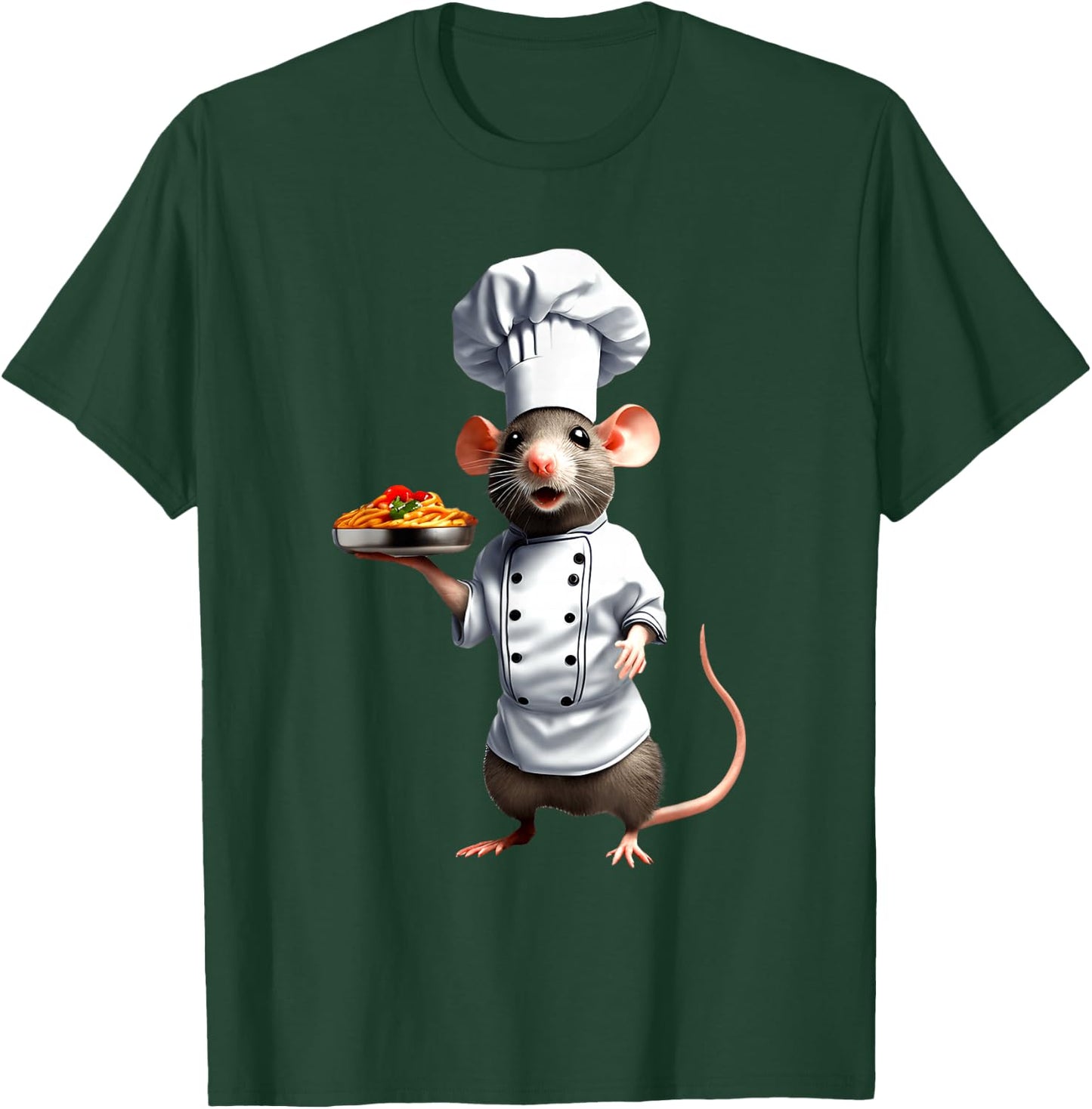 Funny Cartoon Rat Mouse Chef Outfit Chef Kitchen Bar , black T-Shirt - T-Shirt | Forest