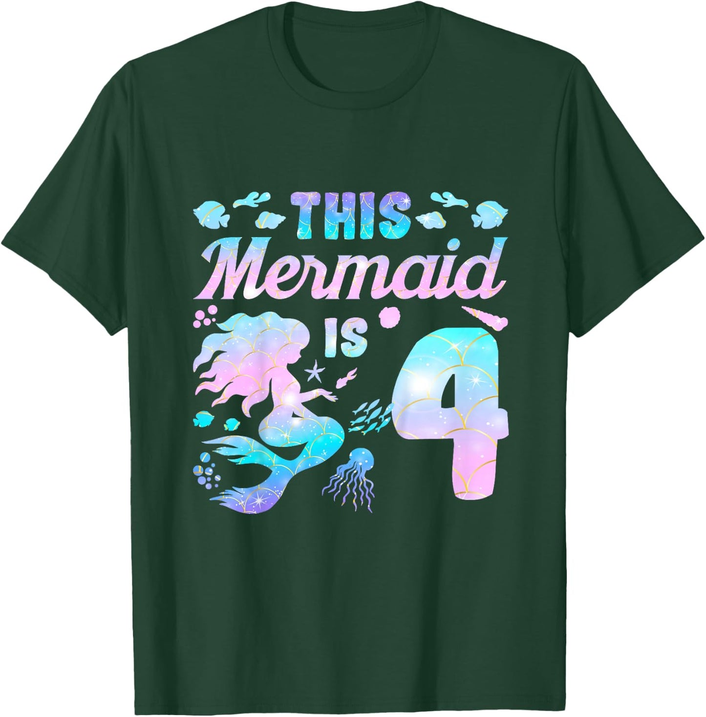 Kids This Mermaid is 4 Birthday Girls Mermaid T-Shirt - T-Shirt | Forest