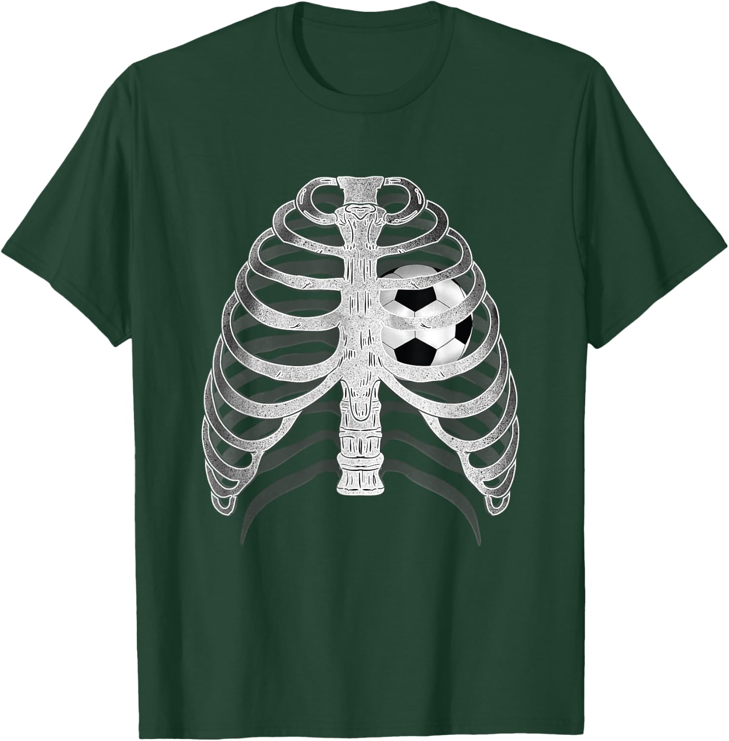 Skeleton X-ray Ribcage Soccer Ball Heart Halloween T-Shirt - T-Shirt | Forest