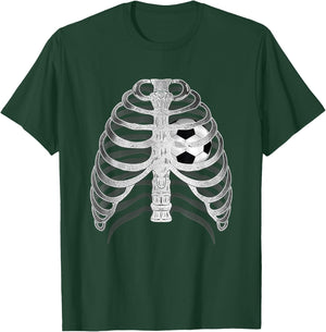 Skeleton X-ray Ribcage Soccer Ball Heart Halloween T-Shirt - T-Shirt | Forest