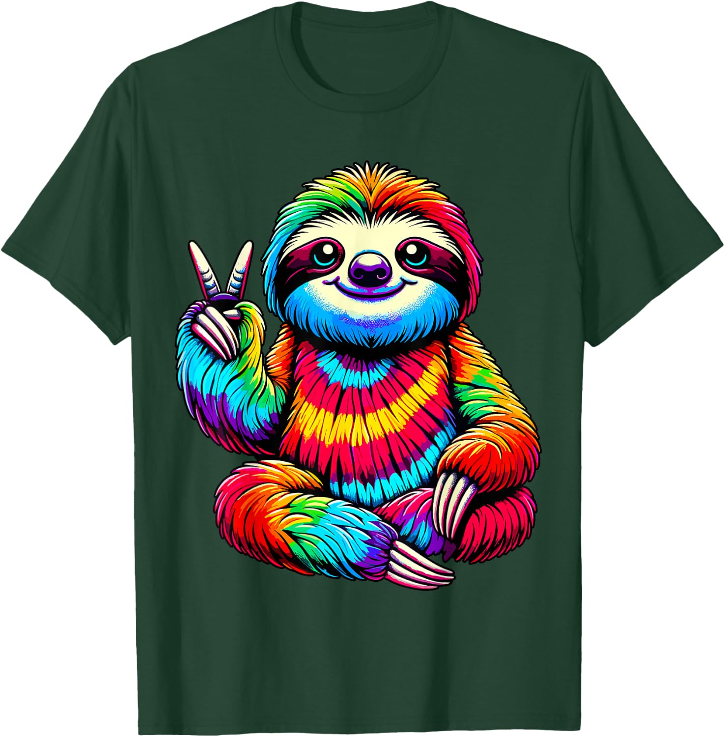 Tie-Dye Sloth Peace Sign Hippie T-Shirt - T-Shirt | Forest