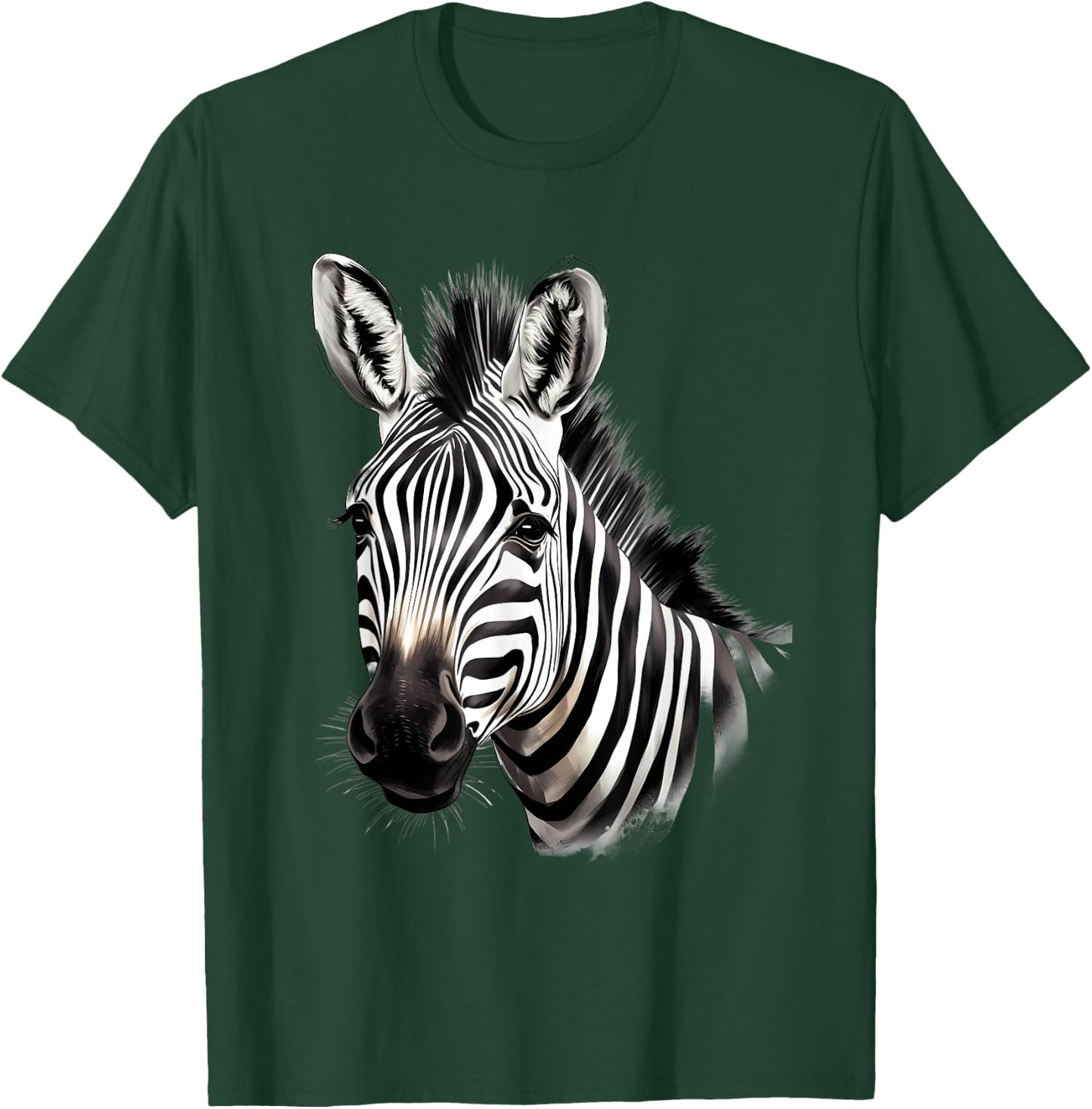 Zebra Portrait Drawing Wildlife Animal Print Nature Motif T-Shirt - T-Shirt | Forest