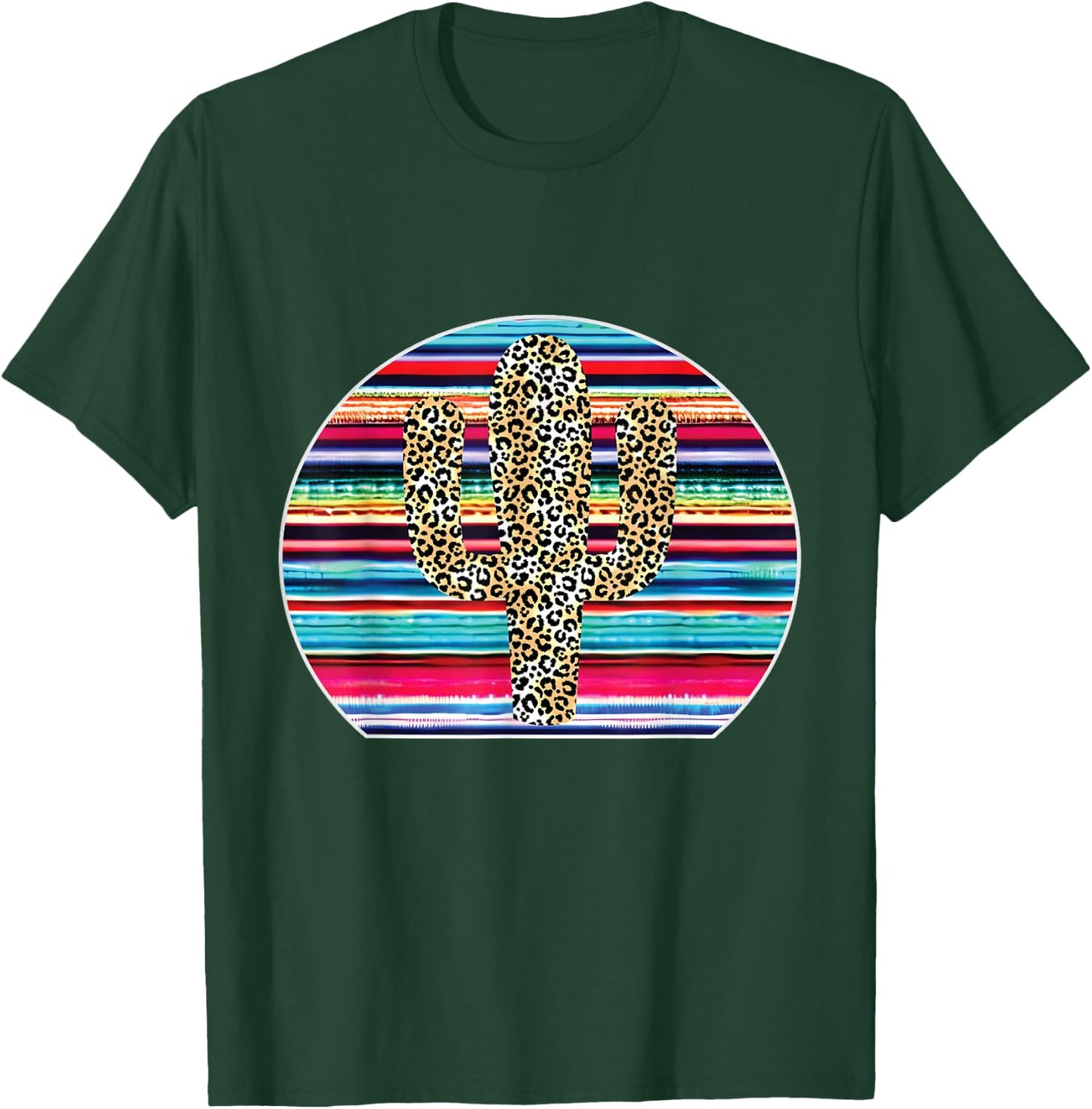 Serape Cactus Print Turquoise Western Saguaro Cactus T-Shirt - T-Shirt | Forest