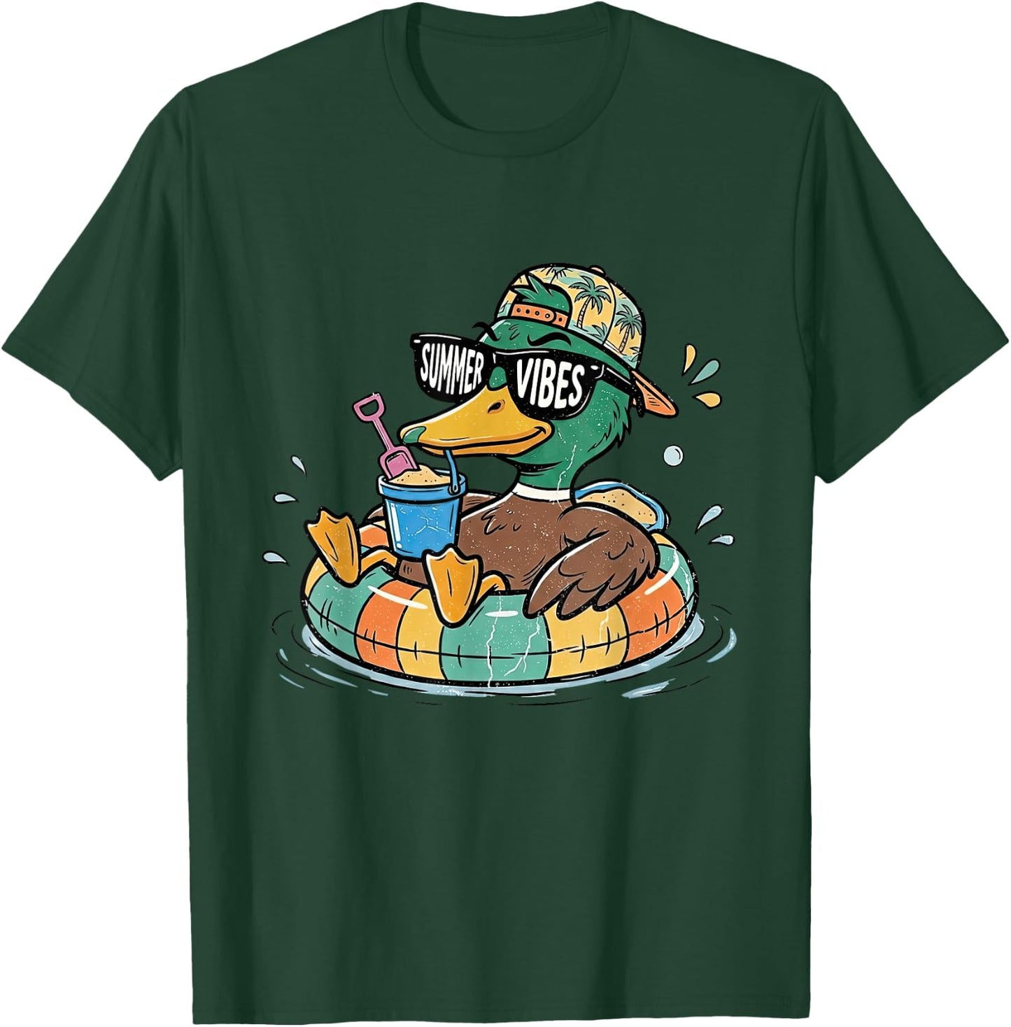 Summer Vibes Mallard Duck Beach Vacation Boys Toddlers Kids T-Shirt - T-Shirt | Forest
