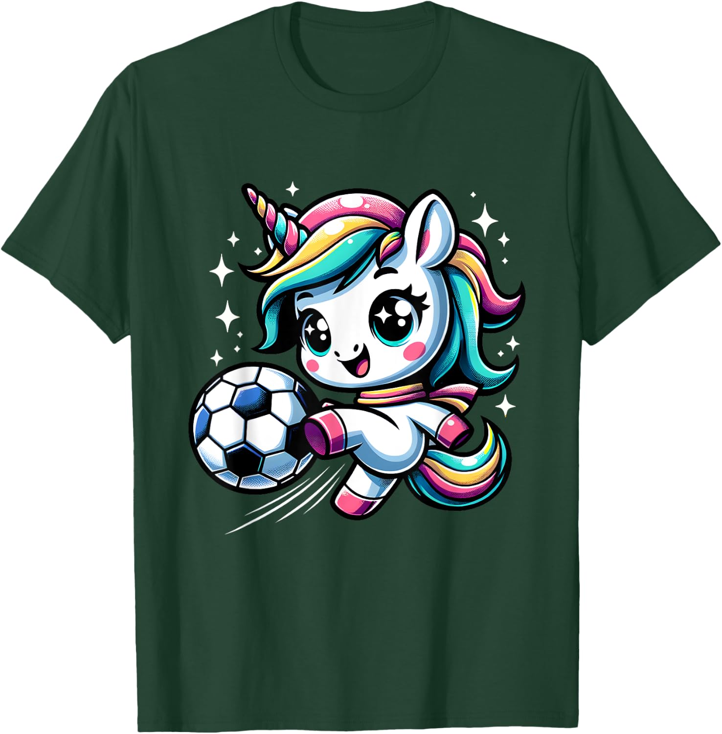 Cute Unicorn Playing Soccer T-Shirt - T-Shirt | Forest
