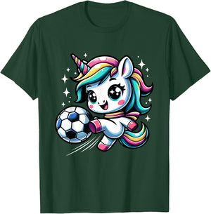 Cute Unicorn Playing Soccer T-Shirt - T-Shirt | Forest