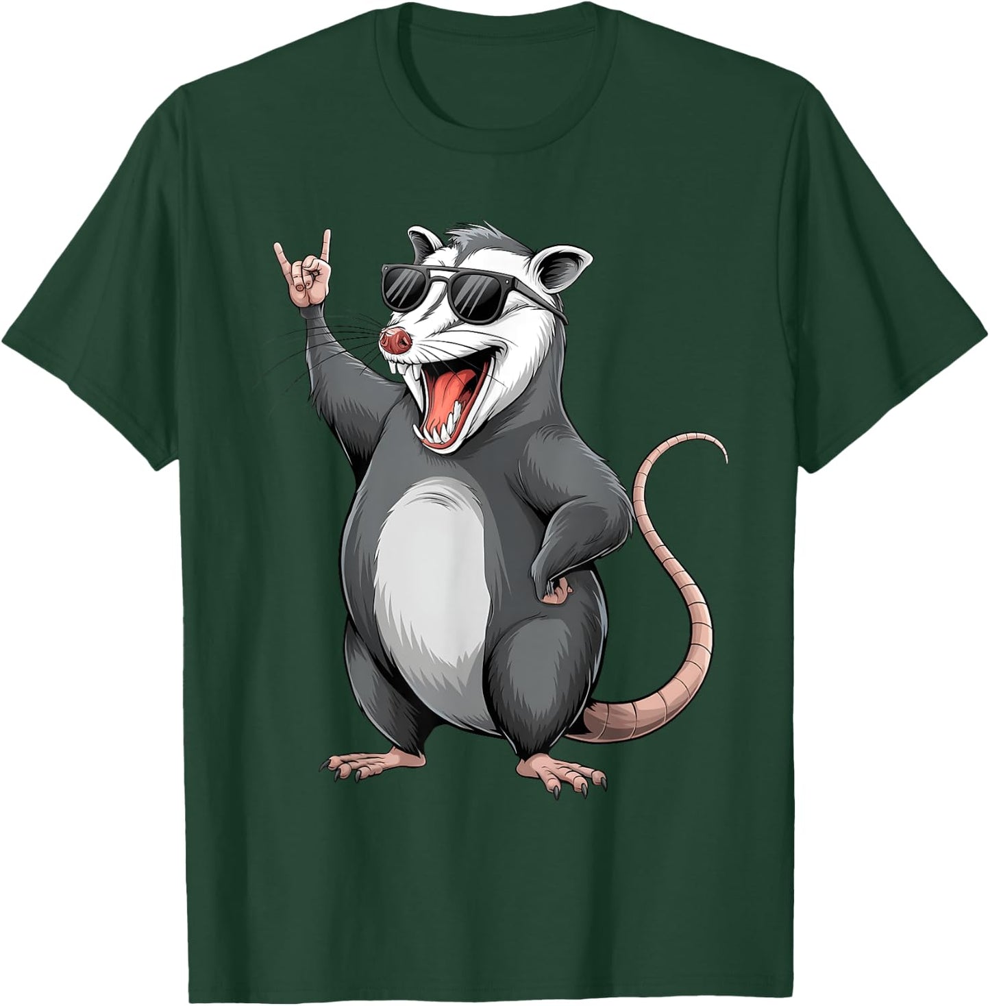 Rocking Opossum Trash Animal Rock Music Funny Possum Graphic T-Shirt - T-Shirt | Forest