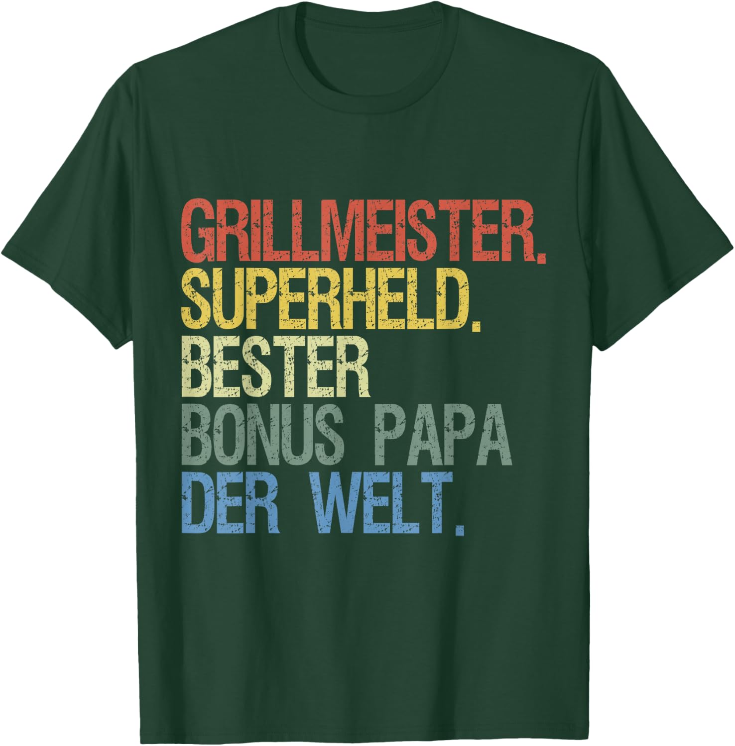 Bonus Papa für Vatertag & Geburtstag - Grillmeister Superheld - Schwarz, Kurzarm, Klein, EU 41, Klassische Passform, , Baumwolle T-Shirt - T-Shirt | Forest