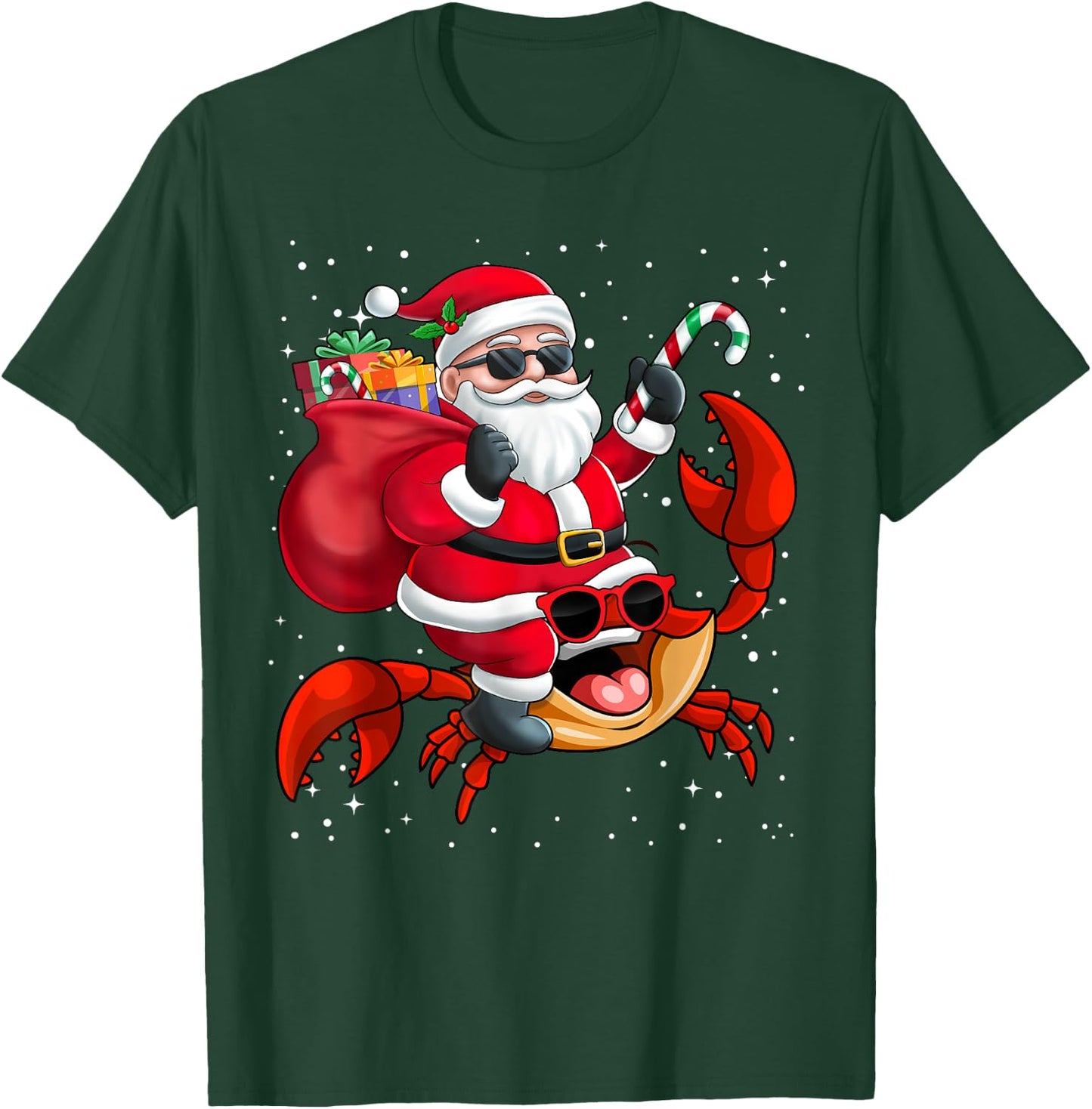 Santa Claus Riding A Crab Christmas Boy Girl Kids T-Shirt - T-Shirt | Forest