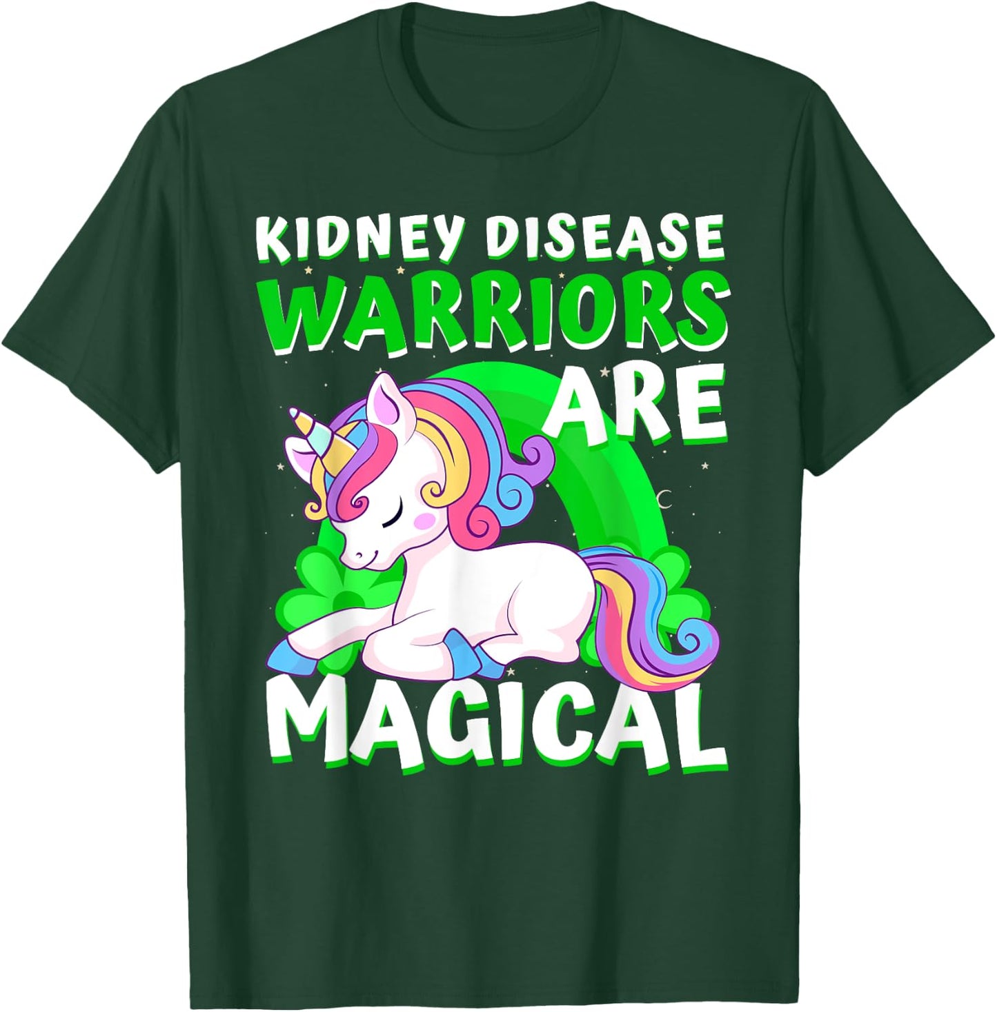 Warriors Are Magical Kidney Disease Awareness Unicorn Ribbon T-Shirt - T-Shirt | Forest
