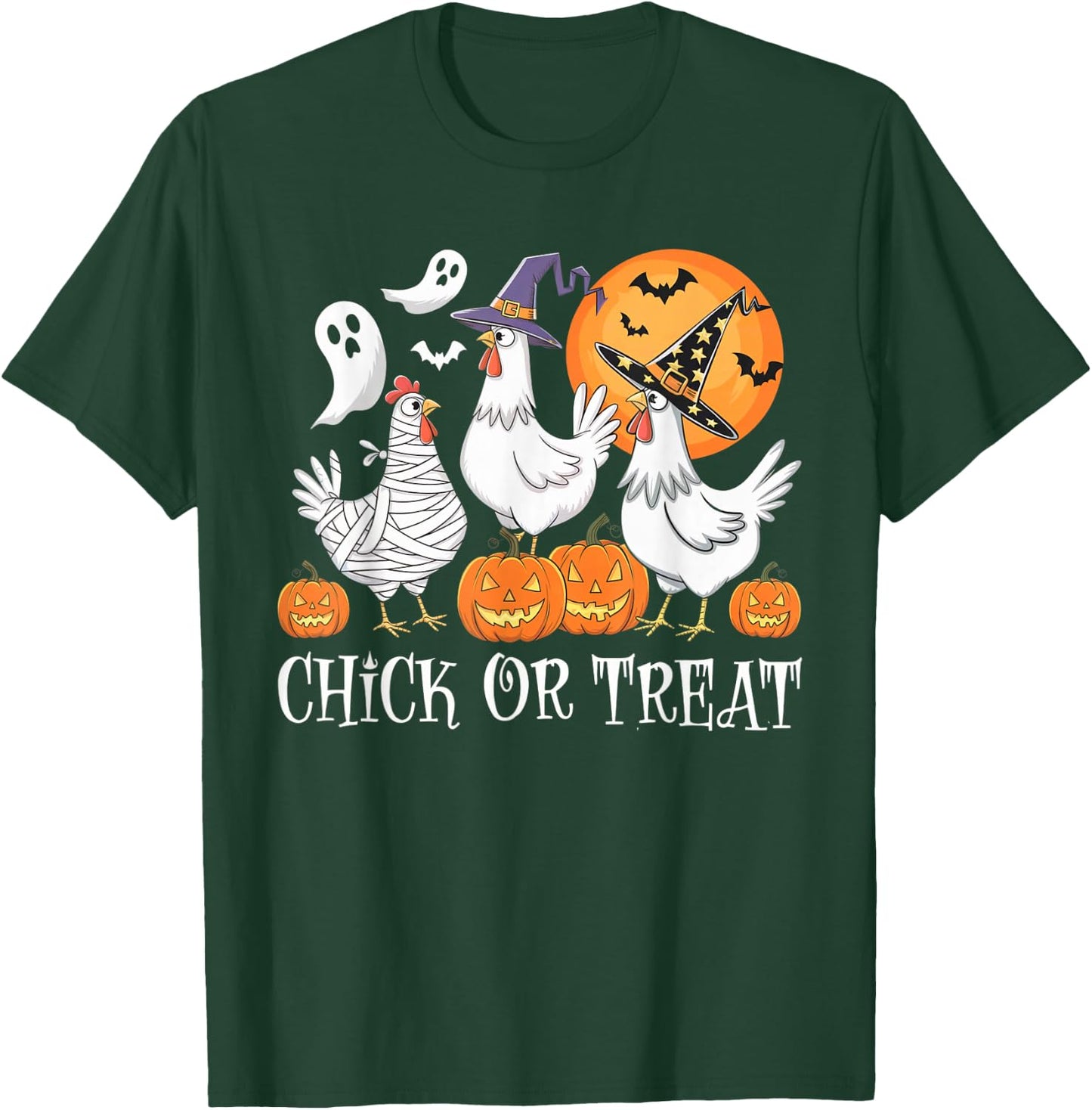 Funny Chicken Halloween Chick Or Treat Women Men Kids T-Shirt - T-Shirt | Forest