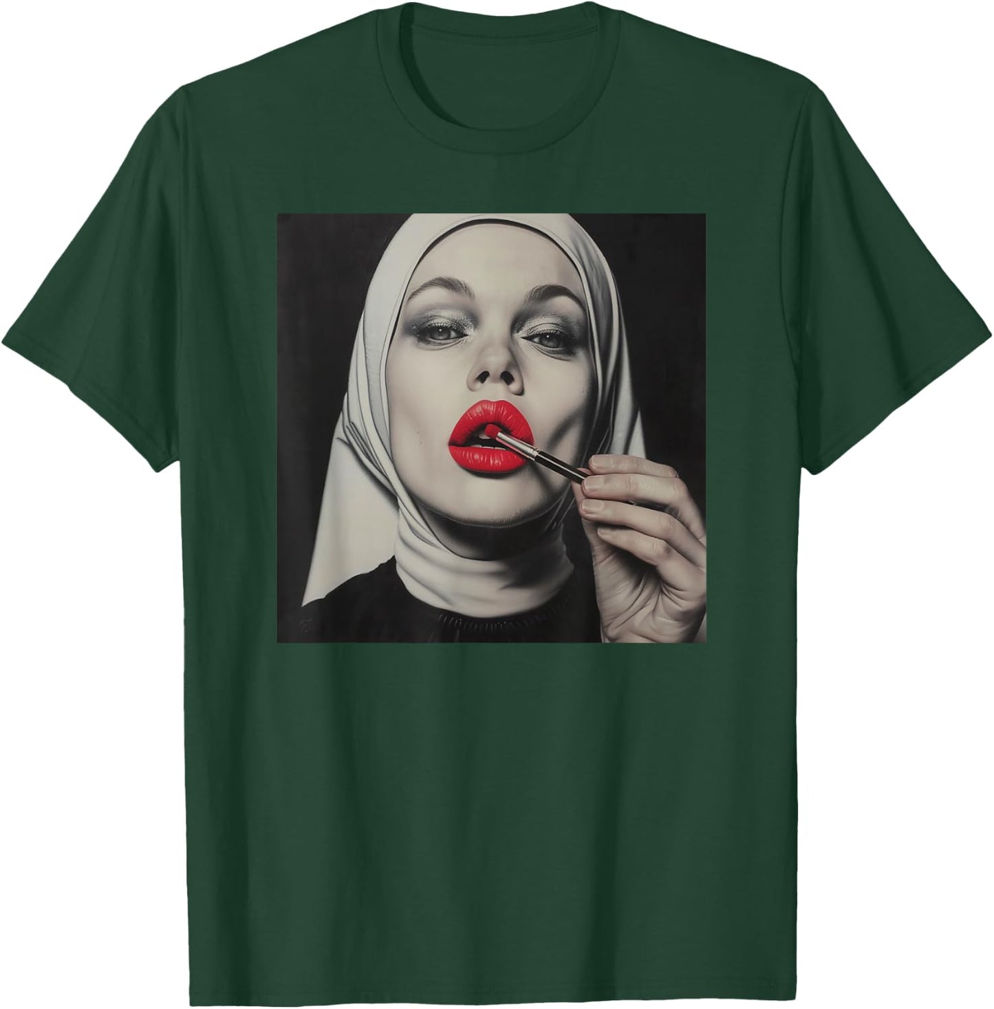 Rebellious Nun with Lipstick, Rebellious Nun T-Shirt - T-Shirt | Forest