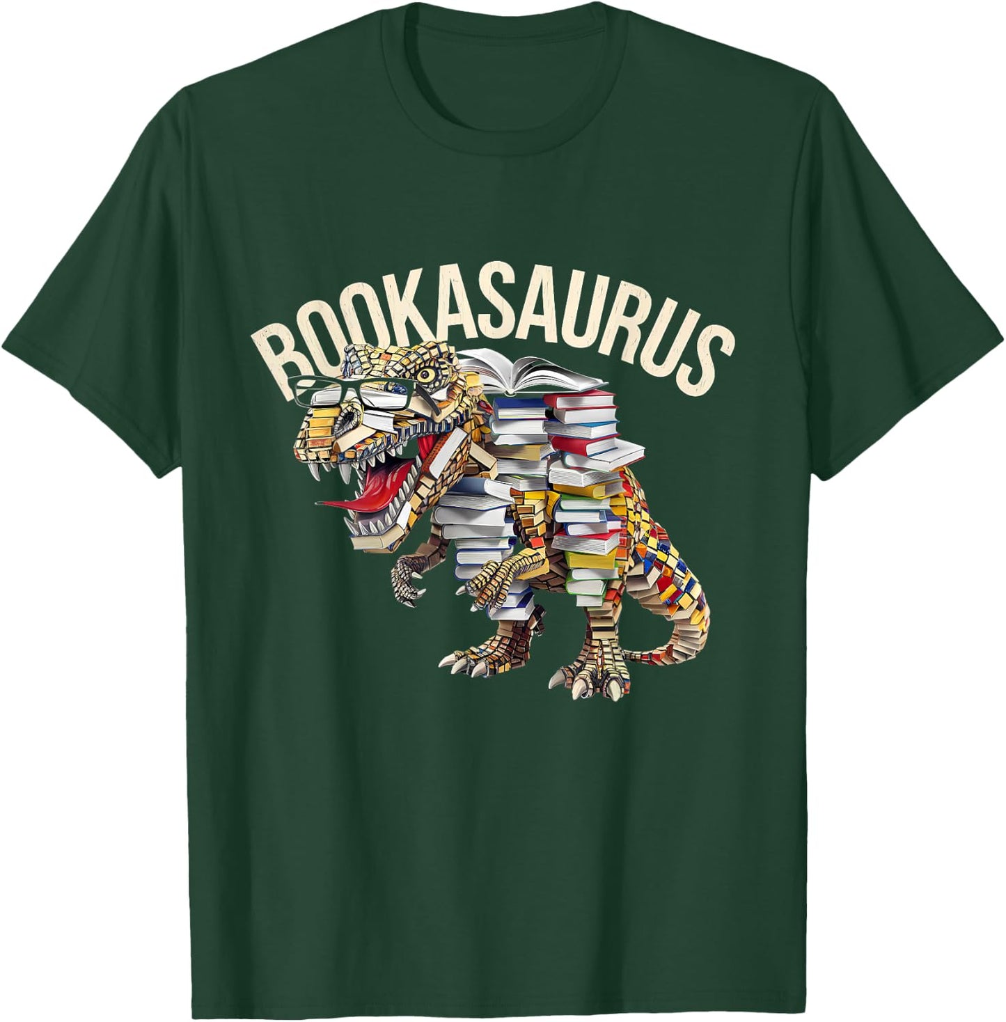 Book Reading Dinosaur T-Rex Dino Funny Bookworm T-Shirt - T-Shirt | Forest