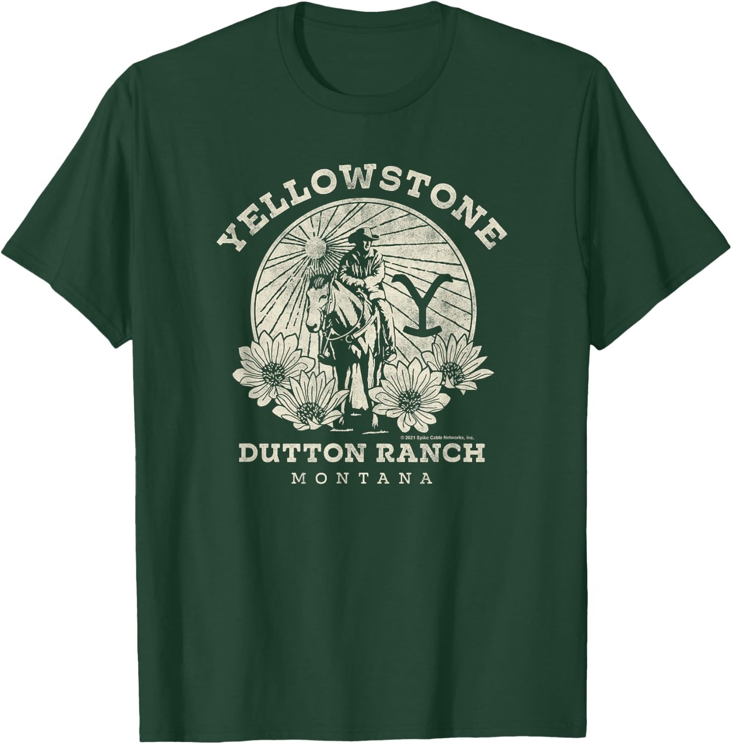 Yellowstone Dutton Ranch Solo Horseback Rider Logo V1 , black T-Shirt - T-Shirt | Forest