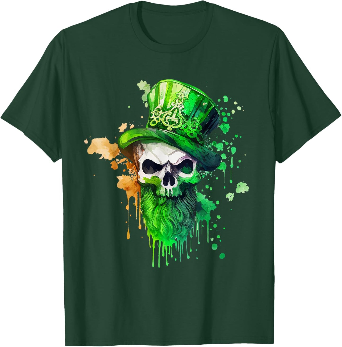 St Patricks Day Irish Skull Cloverleaf Leprechaun , black T-Shirt - T-Shirt | Forest