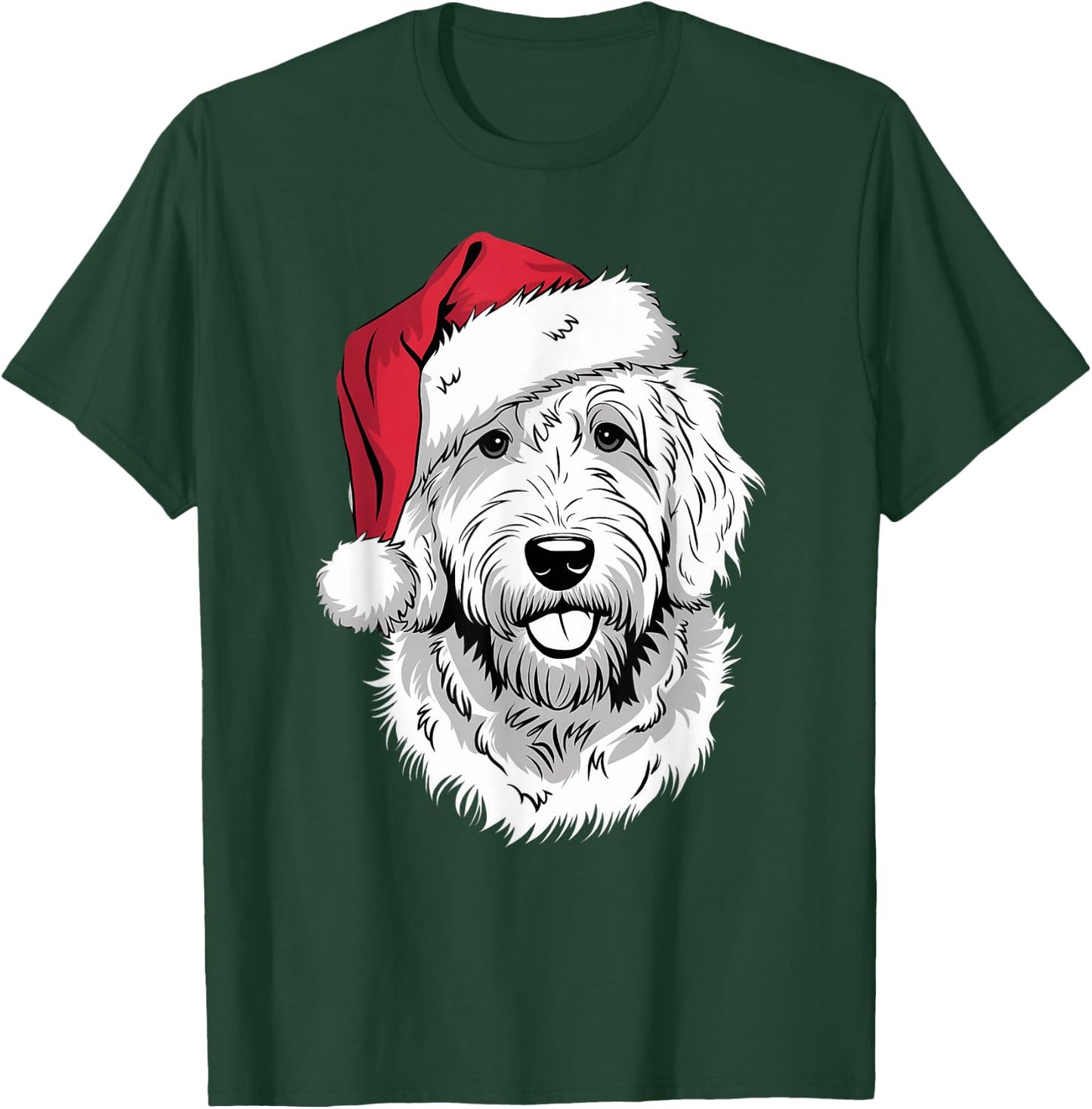 Joyful Doodle Santa Dog on Golden Doodle Christmas Women Kids T-Shirt - T-Shirt | Forest