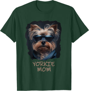Yorkie Mom - cute cool dog in sunglasses (C) T-Shirt - T-Shirt | Forest
