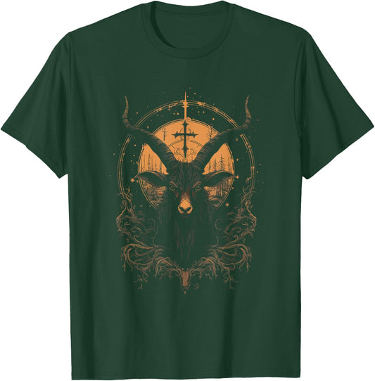 Satanic Goat Baphomet Creepy Occult Devil Goth Lucifer T-Shirt - T-Shirt | Forest