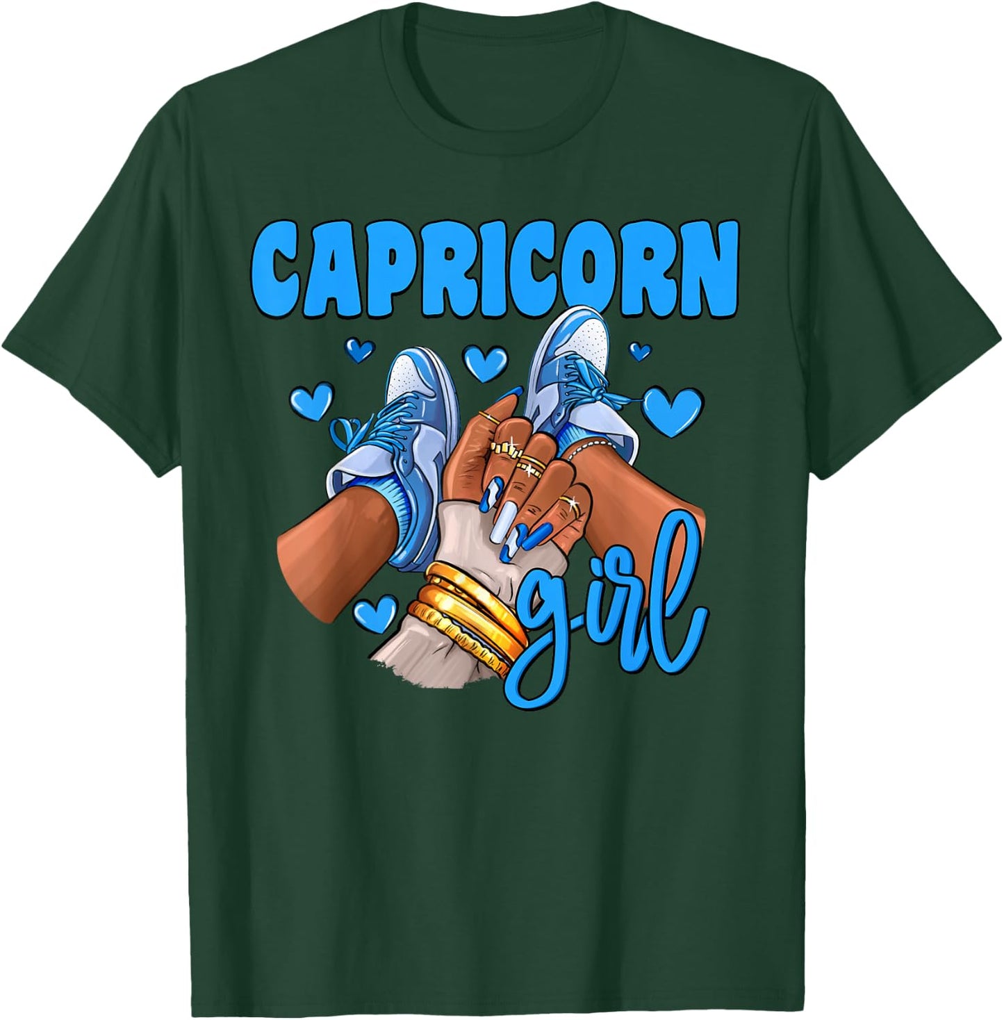 Capricorn Girl Sneakers Astrology Zodiac Sign Black Women T-Shirt - T-Shirt | Forest