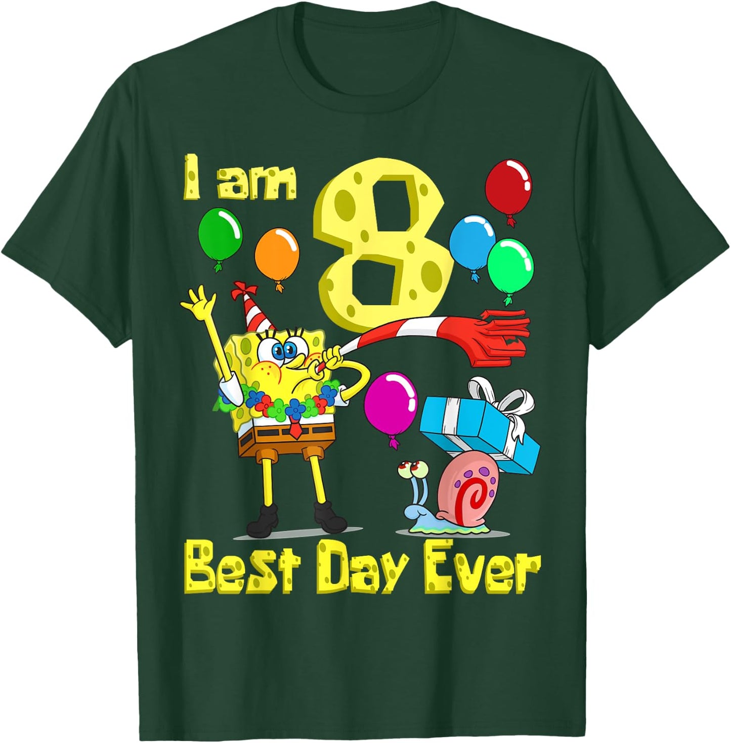 Mademark x SpongeBob SquarePants - SpongeBob I am 8 Years Old Birthday Party T-Shirt - T-Shirt | Forest