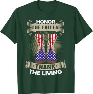 Honor The Fallen Thank The Living Memorial Day Veterans T-Shirt - T-Shirt | Forest