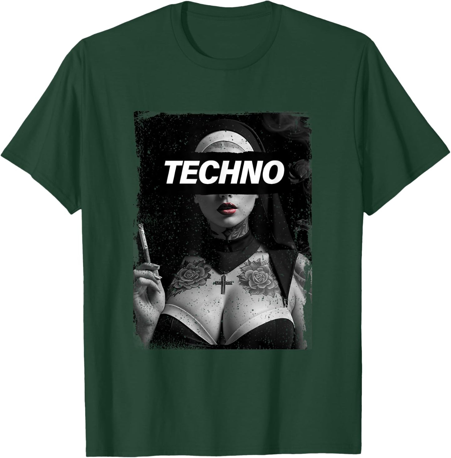 Techno Nun Techno Rave Party Hardstyle T-Shirt - T-Shirt | Forest