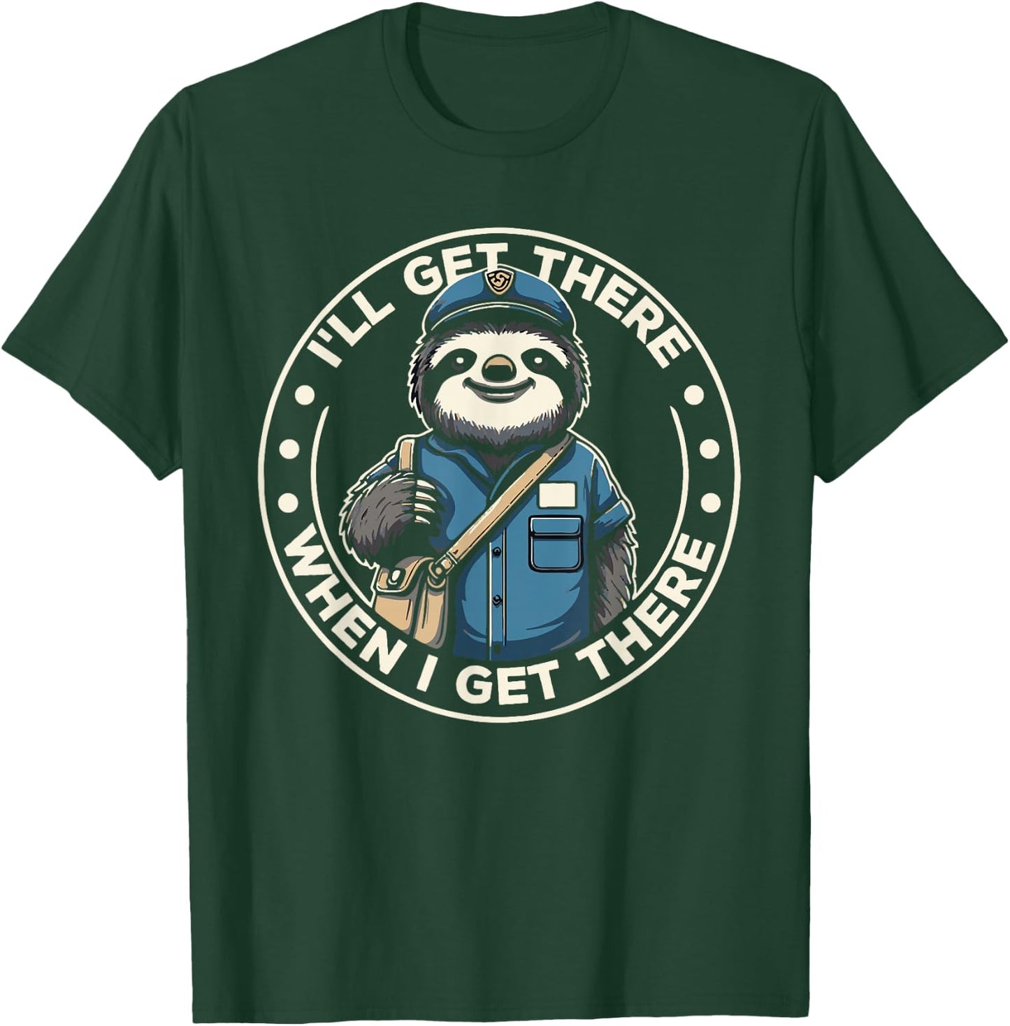 Sloth Postal Worker Funny Postman Mail Carrier Sloth T-Shirt - T-Shirt | Forest
