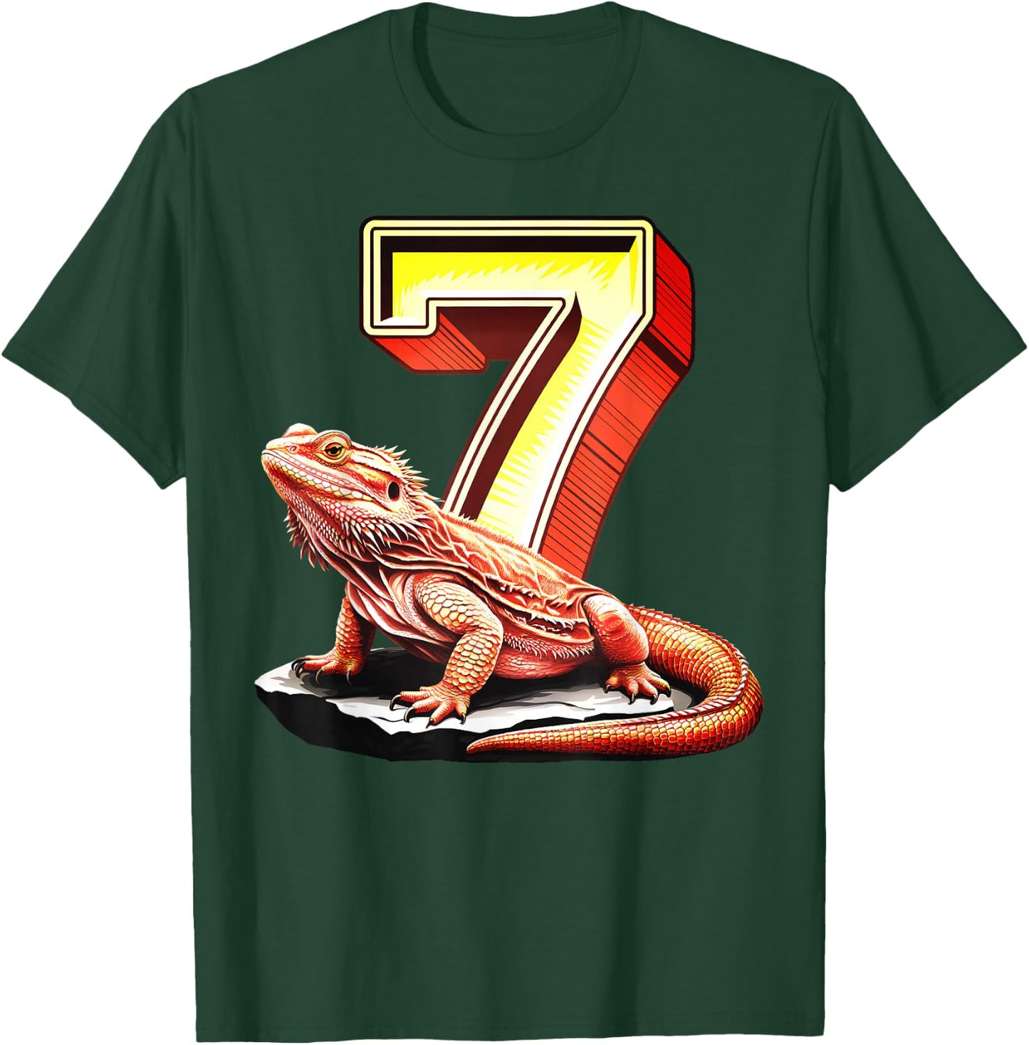 7 Year Old Bearded Dragon Reptile 7th Birthday Party Repti T-Shirt - T-Shirt | Forest