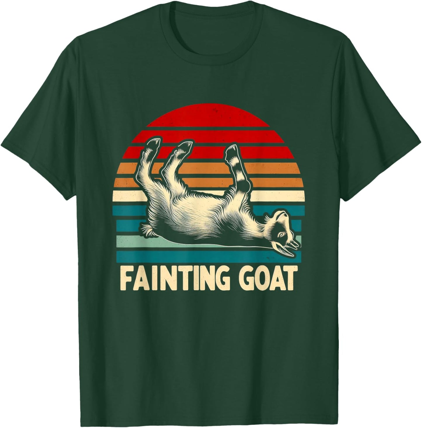 Retro Sunset Fainting Goat - Funny Vintage Animal T-Shirt - T-Shirt | Forest