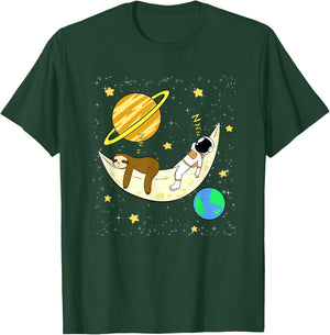 Astronaut Planets Moon Sloth Sleep Space Galaxy T-Shirt - T-Shirt | Forest