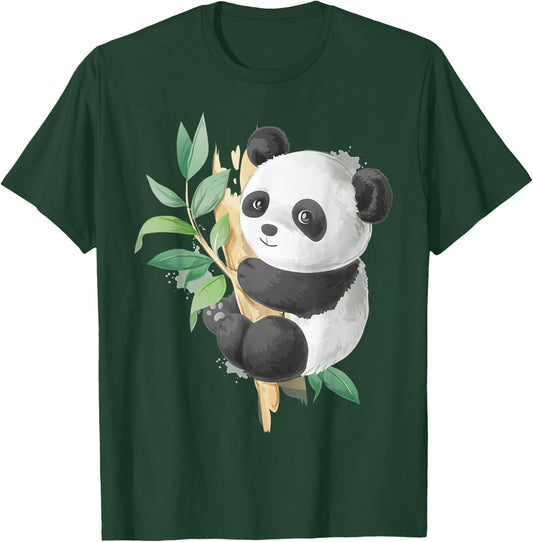 Cute Panda Lovers Kawaii Asian Bears Gifts DAIMMER Watercolor Panda - -Adults, Kids - Black - Short Sleeve - Small - Classic Fit - Cotton, Cotton Blend T-Shirt - T-Shirt | Forest
