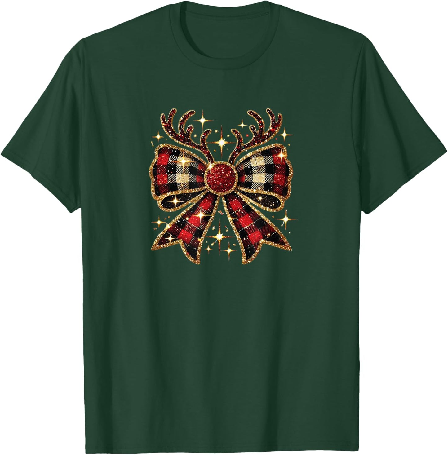 Shiny Christmas Reindeer Bow T-Shirt - T-Shirt | Forest