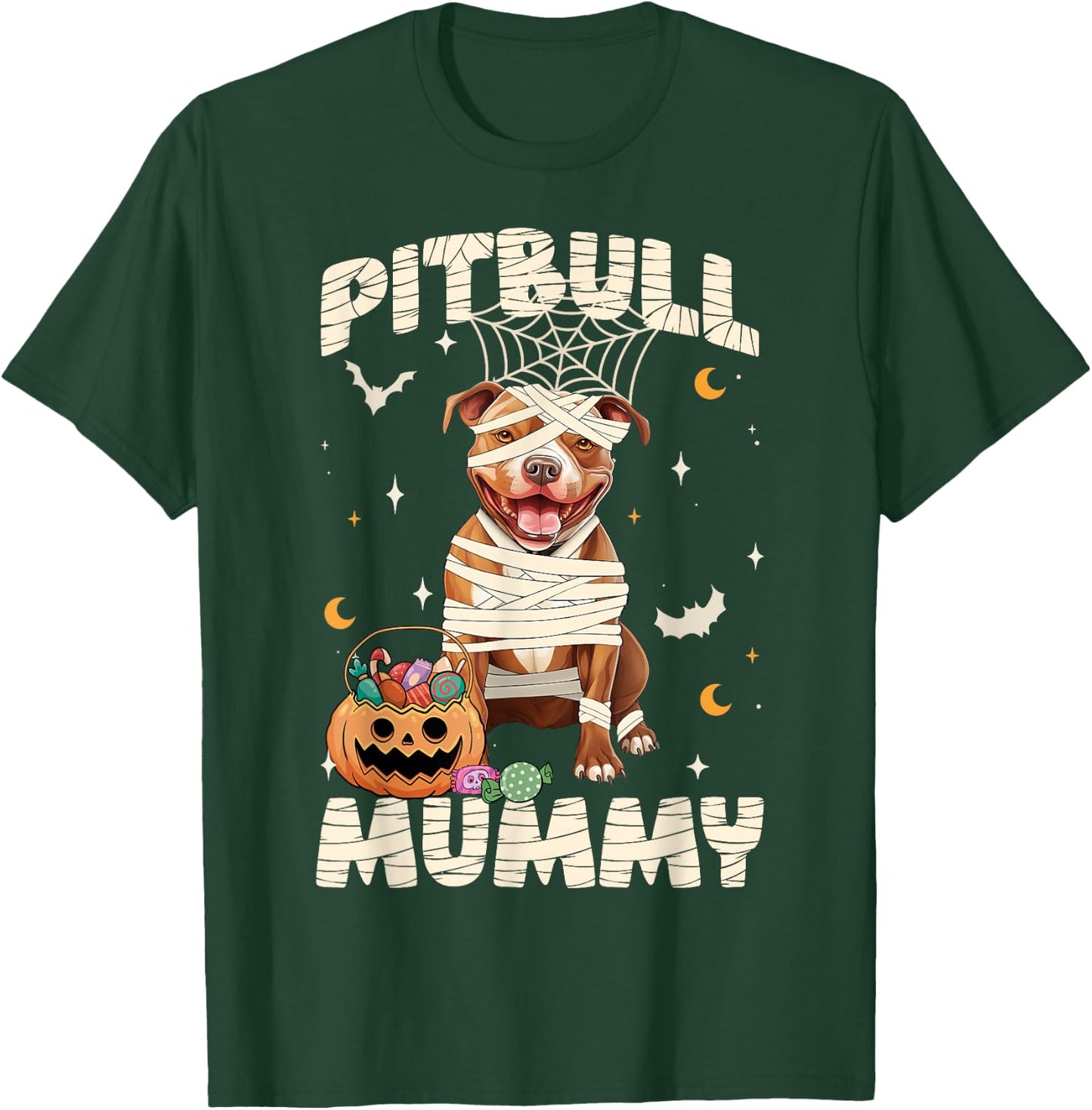 Halloween Costume Pitbull Lover Mummy Dog Owner Men Women T-Shirt - T-Shirt | Forest