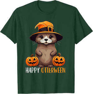 Happy Otterween Witch Sea Otter Pumpkin Halloween Costume T-Shirt - T-Shirt | Forest