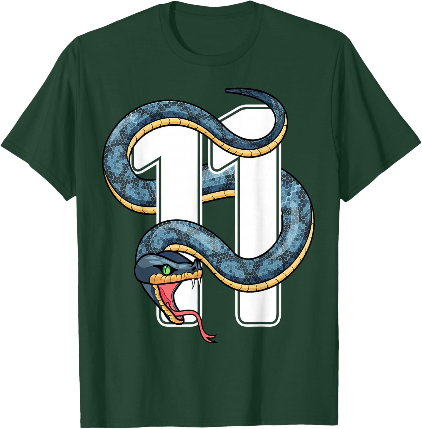 11th Birthday Snake Eleven 11 Year Old Birthday Boy Girl T-Shirt - T-Shirt | Forest