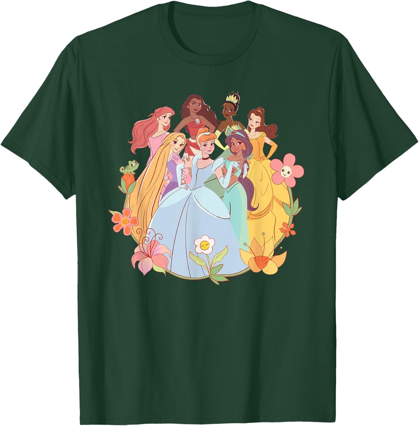Disney Princess Pastel Princesses Spring Flower Friends , Black, S T-Shirt - T-Shirt | Forest